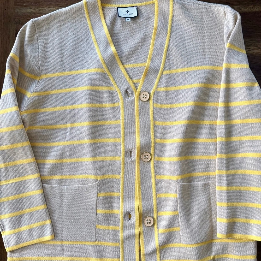 Tuckernuck - M (runs large) - Yellow and Cream Striped Cardigan
